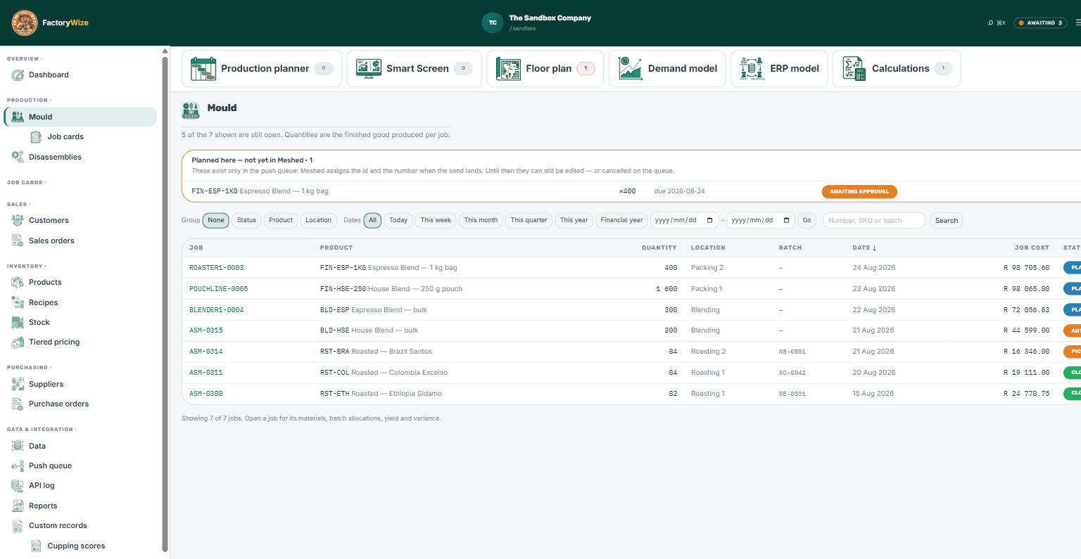 FactoryWize — A works order that knows what it consumed